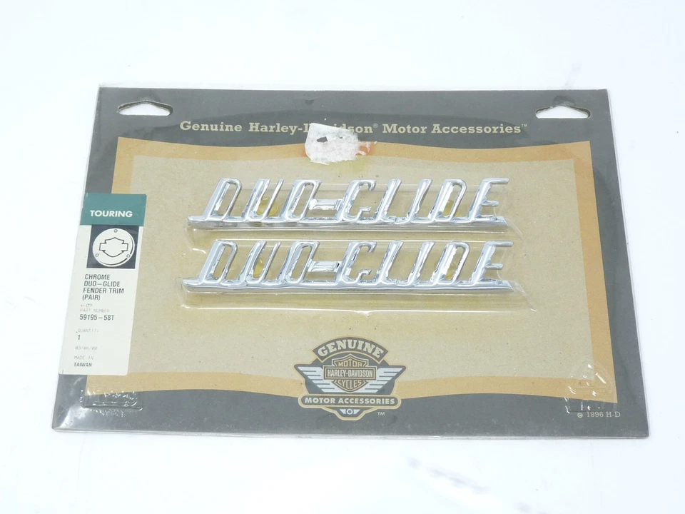 TWO GENUINE HARLEY DAVIDSON DUO-GLIDE FRONT FENDER EMBLEMS 14142-86A NICE - Изображение 2 из 4