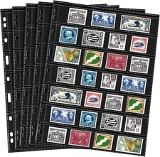 20 Sheets Stamp Pages Collector Stamp Collecting Album Binder Standard 9 Hole Bi