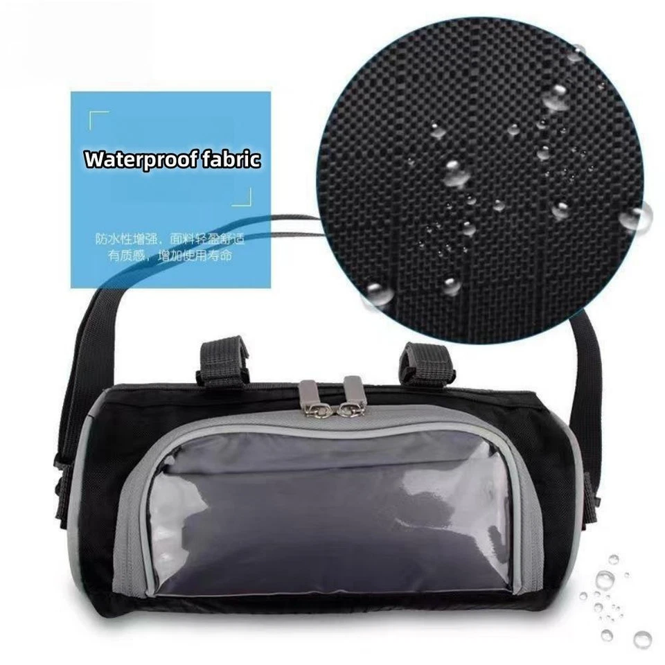 Waterproof Motorcycle Bag Tool Luggage Storage Front Fork Handlebar PU Leather - Image 3 of 4