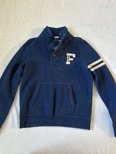 Abercrombie Fitch Sweater Men Large Muscle Fit Navy Pullover Jumper Thick Logo