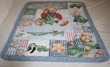 Teddy Bear Baby Blanket Quilt Blue Checked Patchwork Panda Stars Animal Handmade