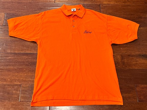VTG FUBU Orange Blue Mens Large Loose Fit 90's Y2K Hip Hop Button Polo Shirt