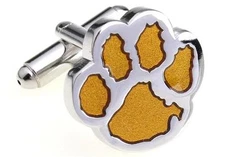 Dog Cub Bear Paw Tiger Pair of Cufflinks Gold Fancy Gift Box & Polishing Cloth