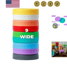 9 Wide Mouth Mason Jar Lids with Silicone Ring,Thickened Leak-proof Lids Fit ...