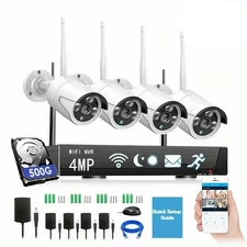 SANSCO Wireless 4MP Two Way Audio  Security Camera System 4MP 3CH NVR WIFI 500GB