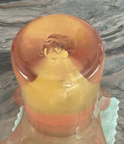 Jarrón grande de cristal con pañuelo de Murano naranja/amarillo 12,75" soplado a mano - Imagen 7 de 8