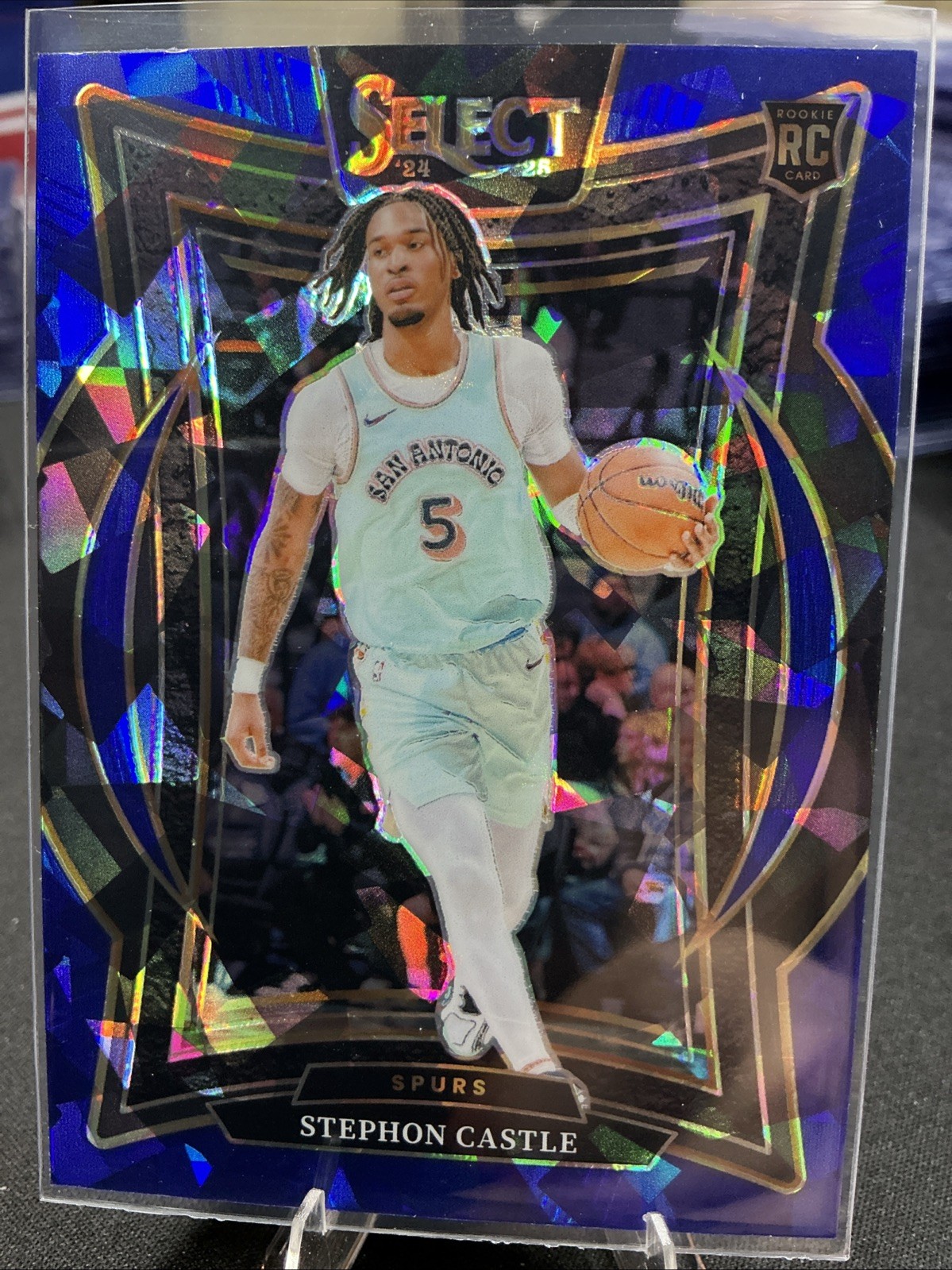 2024-25 Panini Select - Concourse Stephon Castle #72 Blue Cracked Ice Prizm (RC)