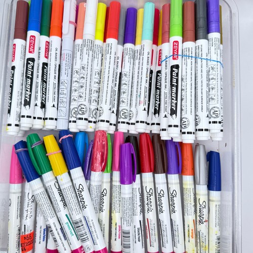 Lot of 60 Sharpie, Zeyar Markers Assorted Colors Oil-Based Markers Bulk