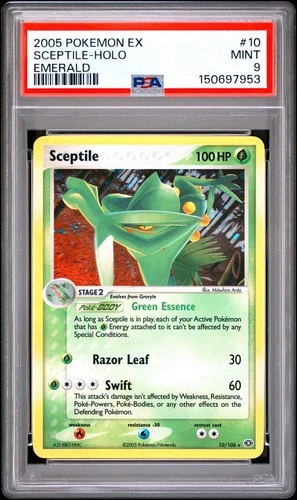Pokemon TCG Sceptile 10/106 EX Emerald Holo Rare Eng PSA 9 *SWIRL*