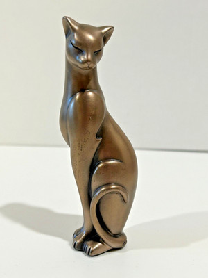 Veronese Bronze Effect Resin Cat Figurine Signed 2002 Original Shudehill Label 4