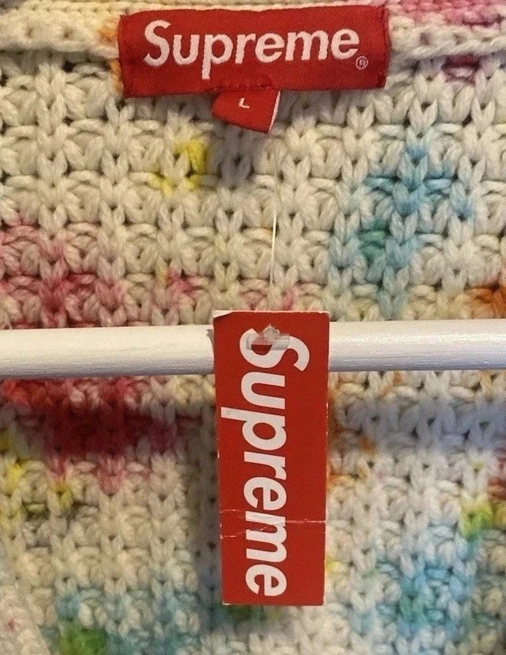 🎨 Supreme Waffle Knit Cardigan Multicolor Wool FW21 Box Logo L BNWT Rare - Image 3 of 4