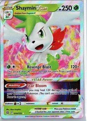 Shaymin VSTAR 014/172 Brilliant Stars Holo Rare Pokemon Card LP