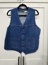 Wrangler Denim Vest Men XL VTG Made In USA Cowboy Western Rodeo