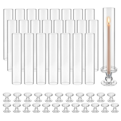 #ad VEVOR 24pcs Hurricane Candle Holders Taper Glass Wedding Centerpieces Home Decor $124.90