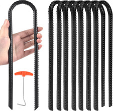 Trampoline Ground Wind Stakes Anchors High Wind Heavy Duty, 8 Pack 12 Inch U-Sha