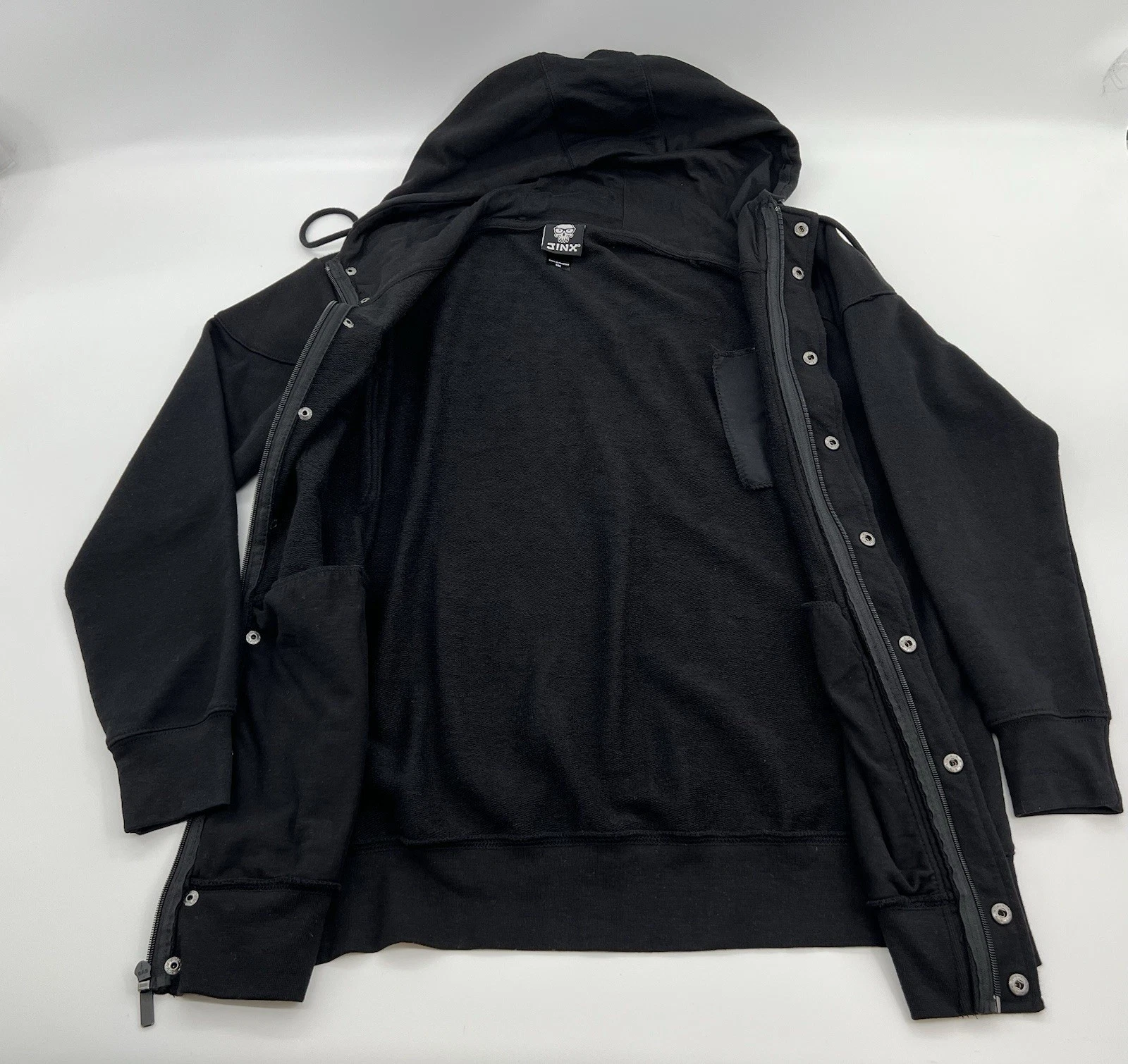 JINX Men’s Small Black Hooded Jacket Skull Utility Military Gamer Hoodie image 6
