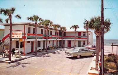 1967 FL Panama City Beach Waters Edge Motel Vintage Auto Mint UNP Postcard A56