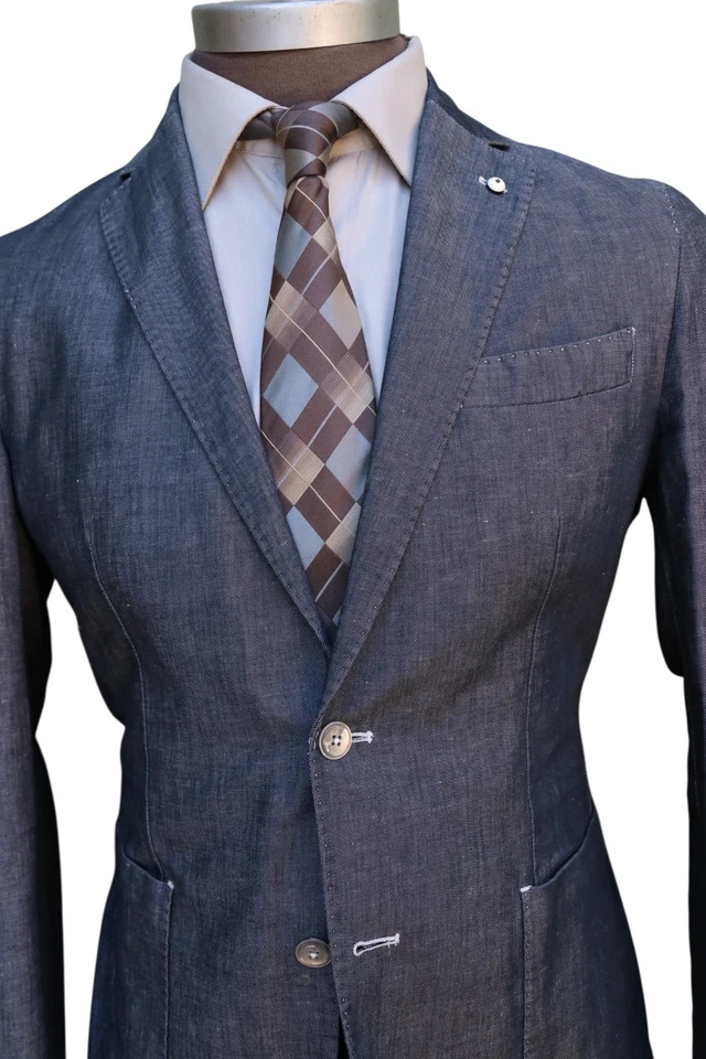 LBM 1911 Limited Edition Gray Linen Cotton Two Button Blazer Jacket 40R - Image 2 of 4