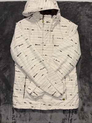 Burton Snowboard Snow Ski Winter Sports Jacket Woman s S White Birds On A Wire