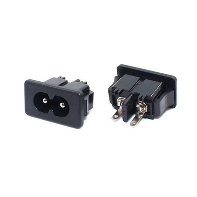 2x Conector Corriente AC IEC320 C8 Chasis Macho 2.5A 250V 2 pines BX-180 REF992