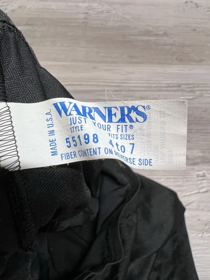 Vintage Warner's 55198 Satin Hi Leg Black Panties Fits Size 4 - 7 Lingerie #Q - Image 3 of 4