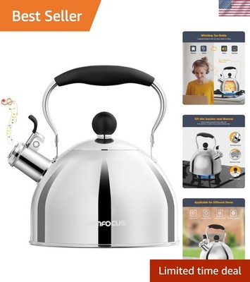 Tea Kettle, 2 Quart Stainless Steel Whistling Tea Kettle, Stovetop Whistling ...