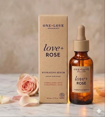 One Love Organics Love + Rose Hydrating Serum with Hyaluronic Acid, 1.7 fl oz