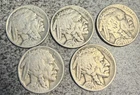 LOT OF 5 - 1924 5 CENT INDIAN HEAD BUFFALO NICKEL