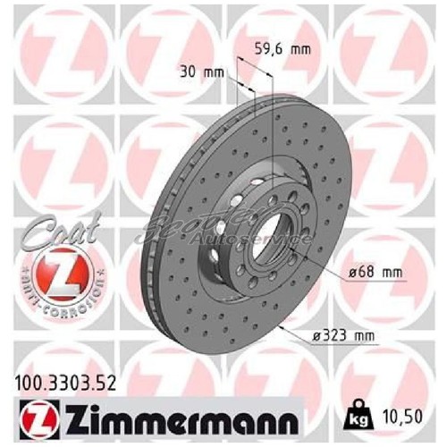 2x Zimmermann Bremsscheibe 208268 vorne u.a. für Audi A8 D3 4E2 VW ...