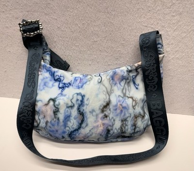 BAGGU x Collina Strada Medium Nylon Crescent Bag Blue Thorns Crossbody