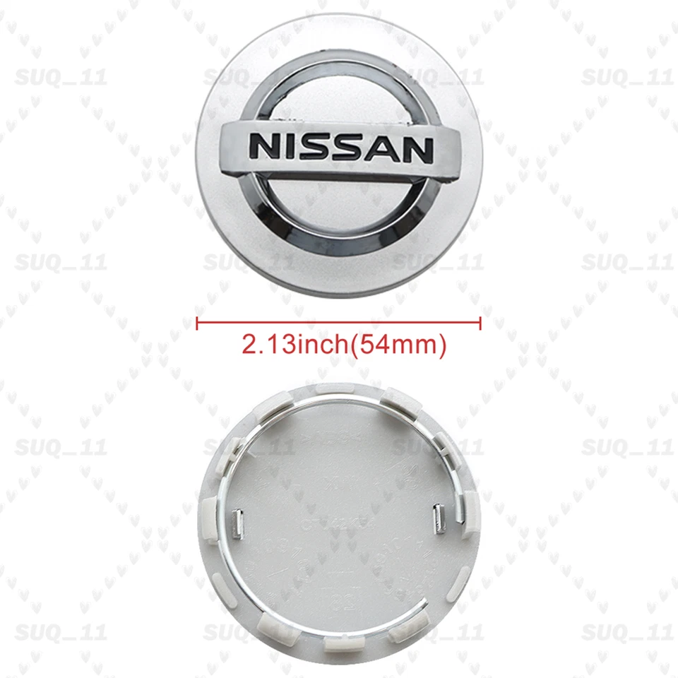 Wheel Center Caps Silver Chrome For 54mm 4 Pcs Set 40343AU51A Foto 3 de 4