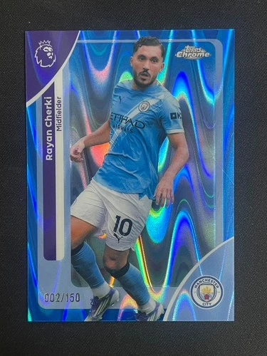 Rayan Cherki 2025-26 Topps Chrome Premier League /150 Blue Raywave #126