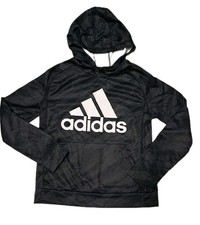 Boy's Adidas Black  White Logo Print Hoodie Youth Large 14/16