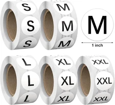 2500 Pcs 1 Inch Size Stickers for Clothing S-Xxl,Self Adhesive round Clothing Sh