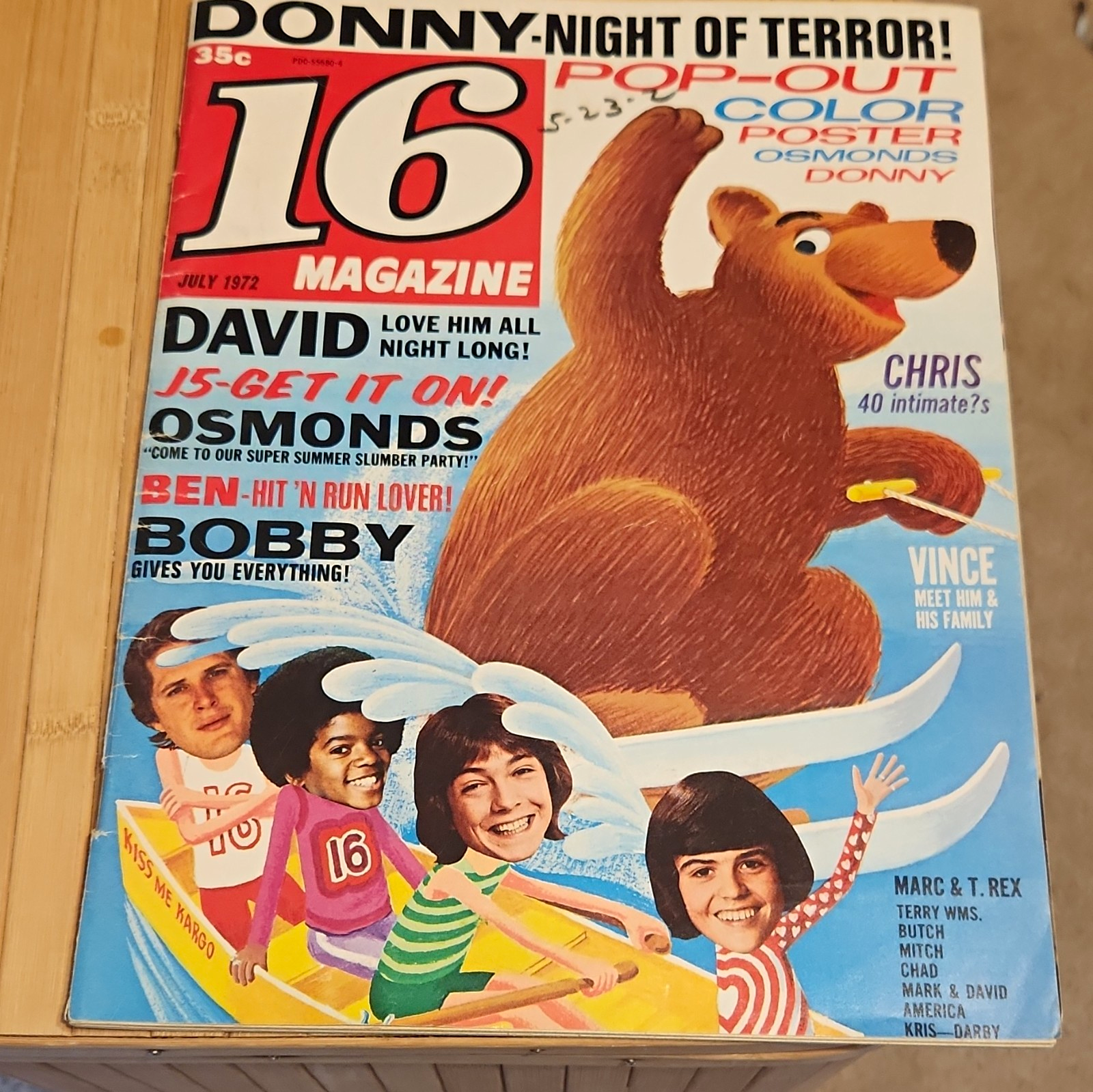 16 Magazine July 1972 Pop-Up Issue The Osmonds Celebrity Magazine