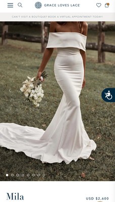 Grace Loves Lace MILA Crepe Wedding Dress Ivory L Convertible Strapless Bustle