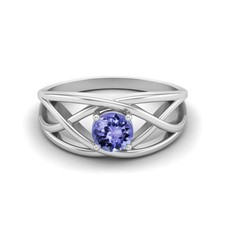 5 MM Round Tanzanite Gemstone 925 Sterling Silver Solitaire Engagement Ring