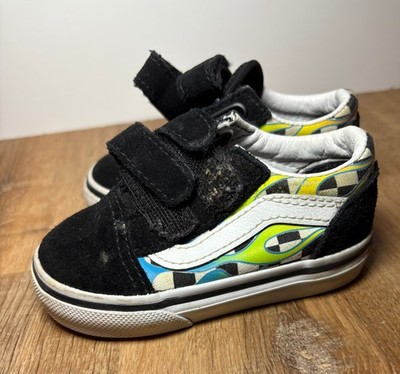 VANS Shoes Checkered Flames Baby Toddler Size 4