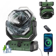 Portable Misting Camping Fan Rechargeable, 20000mAh Cordless Battery Powered ...