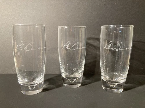 Steuben, 3 Highball glasses,  each with a signature on the side