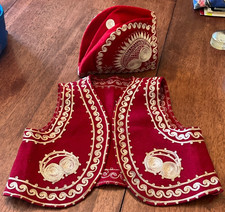Vintage 1950s Afghan Youth Vest and Hat Turkish Ottoman? Ethnic