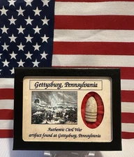 Dropped Civil War Bullet from Gettysburg in Matted COLOR Display Case with COA