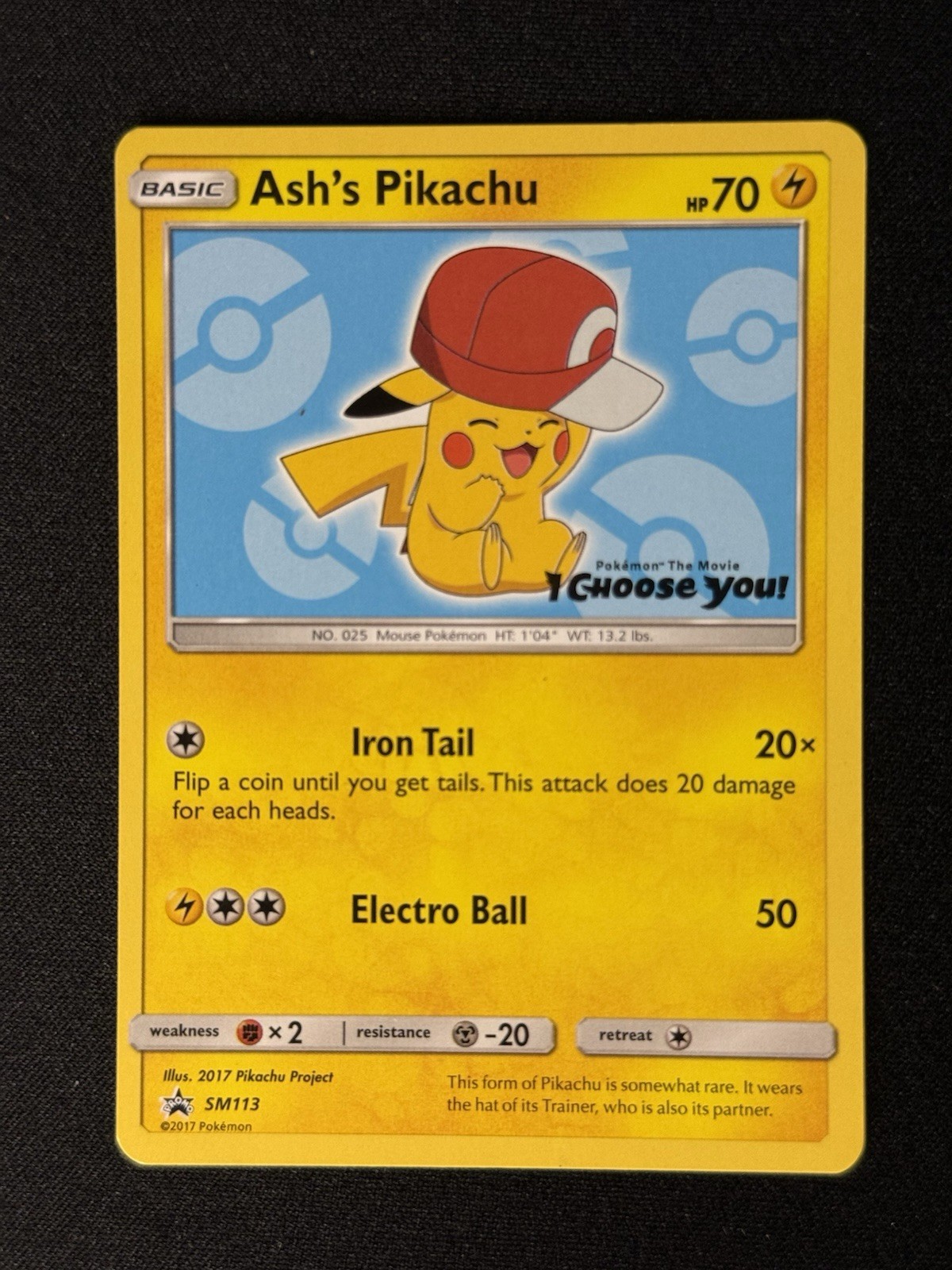 Pokémon TCG Pikachu SM113 Ash's Pokemon TCG Promo Card NM