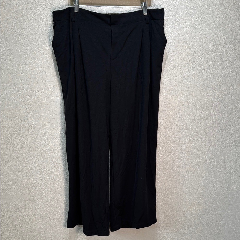 Halara Womens 2X Black Pleated Wide Leg Elastic Waist Pants NWT