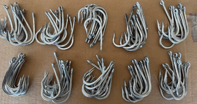 Bulk Lot of 100 Heavy Duty 7/0 - 8/0 Long Shank Bait Hooks 5.5  