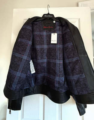 ROBERT GRAHAM 'Lanson' Black Leather Jacket Size M $698 - NEW WITH