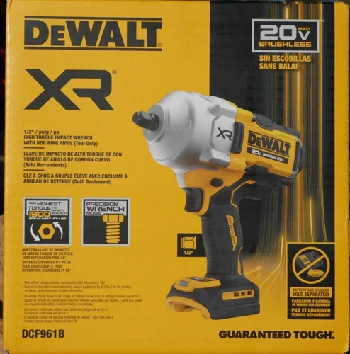 DEWALT DCF961B 20V XR 1/2" High Torque Impact Wrench 1900 Ft-Lbs Brushless
