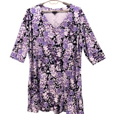 J Jill Womens Shift Dress Size 4X Lagenlook Dark Floral Feminine Bloom Oversized