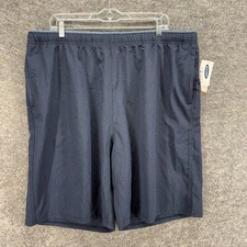 New Old Navy Shorts Men XL Blue High Rise Bermuda Pull On Elastic Waist Pockets