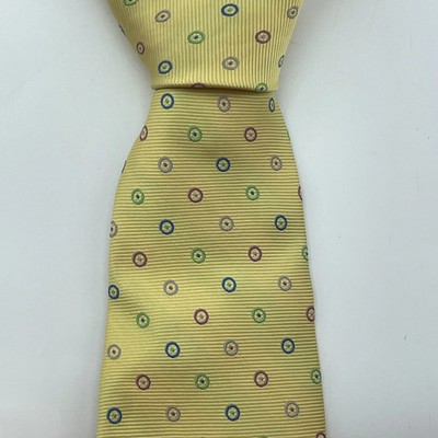 BROOKS BROTHERS Silk Tie Mens Yellow Multicolor Dot Pattern Classic USA 3.75x60
